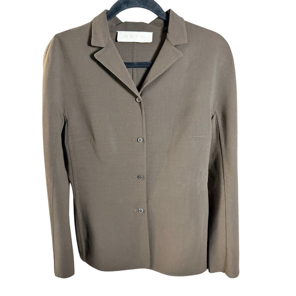 0256 Agnona Wool Lycra Blazer IT 42 US 6 Brown Made Italy Quiet Luxury